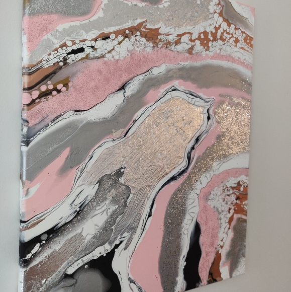 Original Silver & Pink Geode Modern Wall Art - Picture 4 of 5